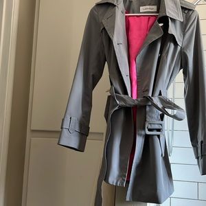 Calvin Klein Women’s size Medium Grey with pink lining trench jacket, perfect.